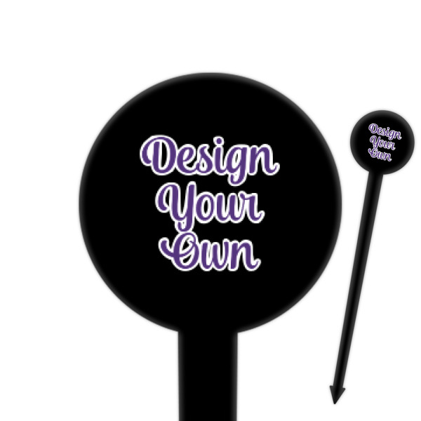 Custom Design Your Own 6" Round Plastic Food Picks - Black - Double-Sided