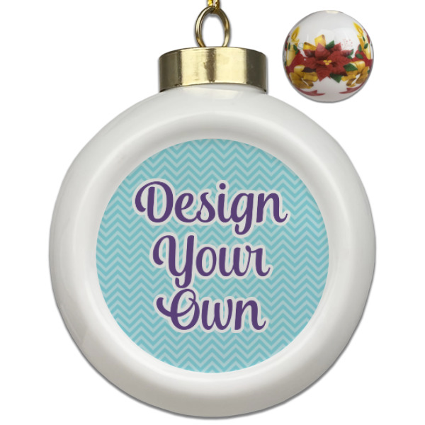 Custom Design Your Own Ceramic Ball Ornaments - Poinsettia Garland