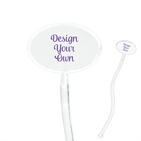 Custom Design Your Own 7" Oval Plastic Stir Sticks - Clear