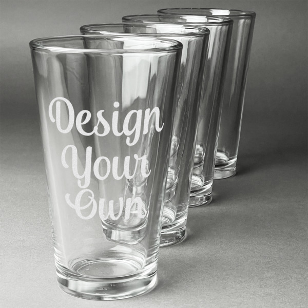 Custom Design Your Own Pint Glasses - Laser Engraved - Set of 4