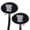 Custom Design - Black Plastic 7" Stir Stick - Double Sided - Oval - Front & Back