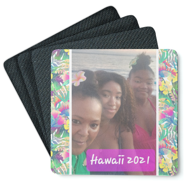 Custom Design Your Own Square Rubber Backed Coasters - Set of 4