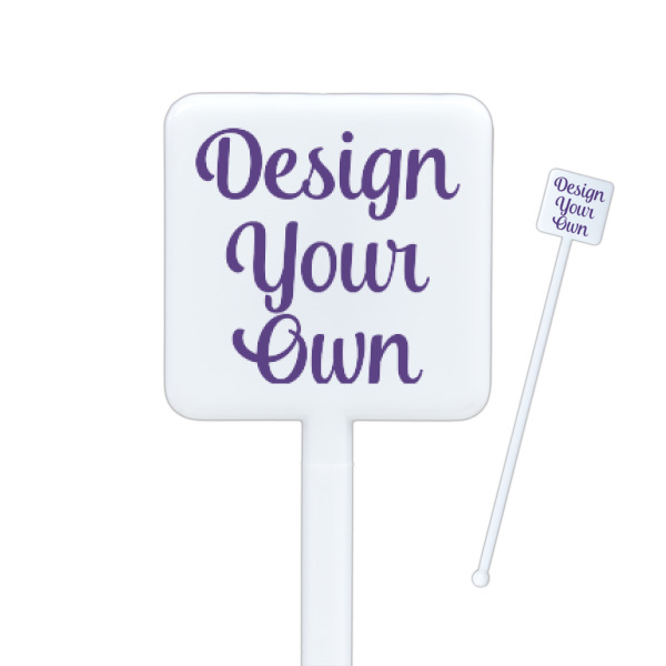 Custom Design Your Own Square Plastic Stir Sticks - Single-Sided