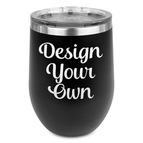 Custom Design Your Own Stemless Stainless Steel Wine Tumbler - Black - Double-Sided