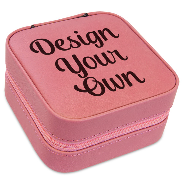 Custom Design Your Own Travel Jewelry Boxes - Pink Leather