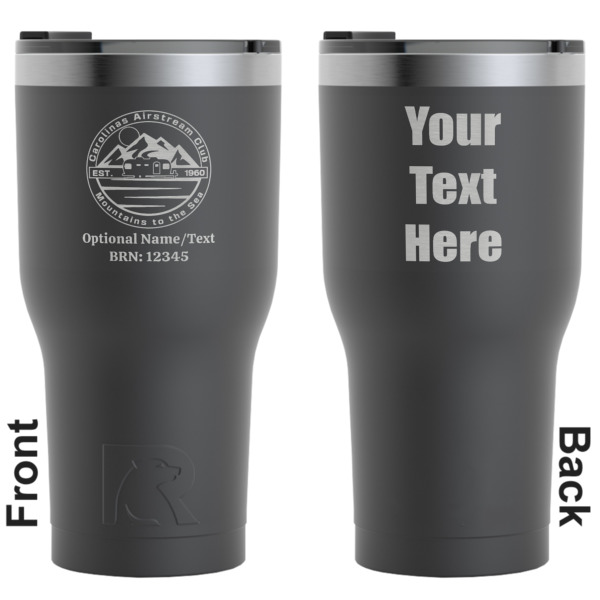 Custom Design Your Own RTIC Tumbler - Black - Laser Engraved - Double-Sided