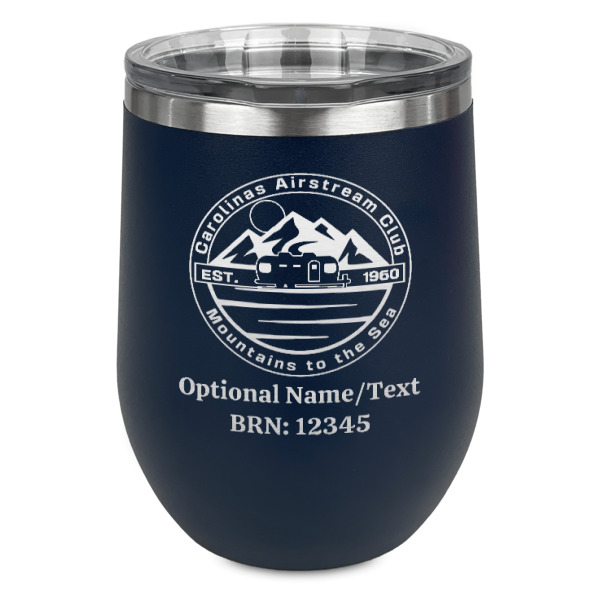 Custom Design Your Own Stemless Stainless Steel Wine Tumbler - Navy - Single-Sided