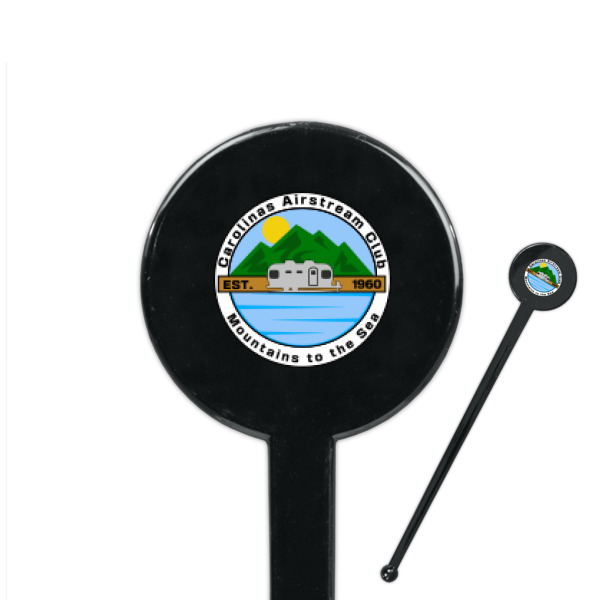 Custom Design Your Own 7" Round Plastic Stir Sticks - Black - Single-Sided