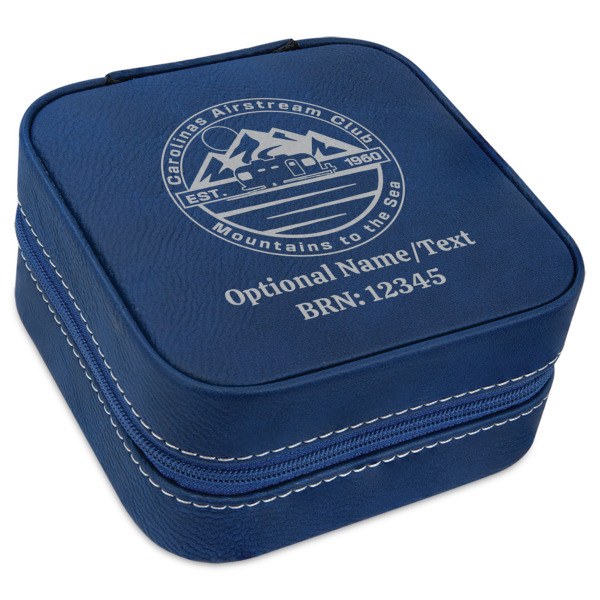 Custom Design Your Own Travel Jewelry Box - Navy Blue Leather