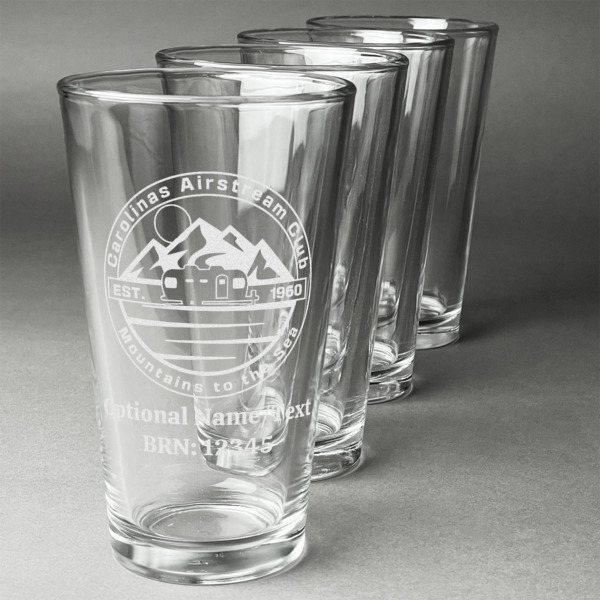 Custom Design Your Own Pint Glasses - Laser Engraved - Set of 4