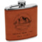 Custom Design - Cognac Leatherette Wrapped Stainless Steel Flask